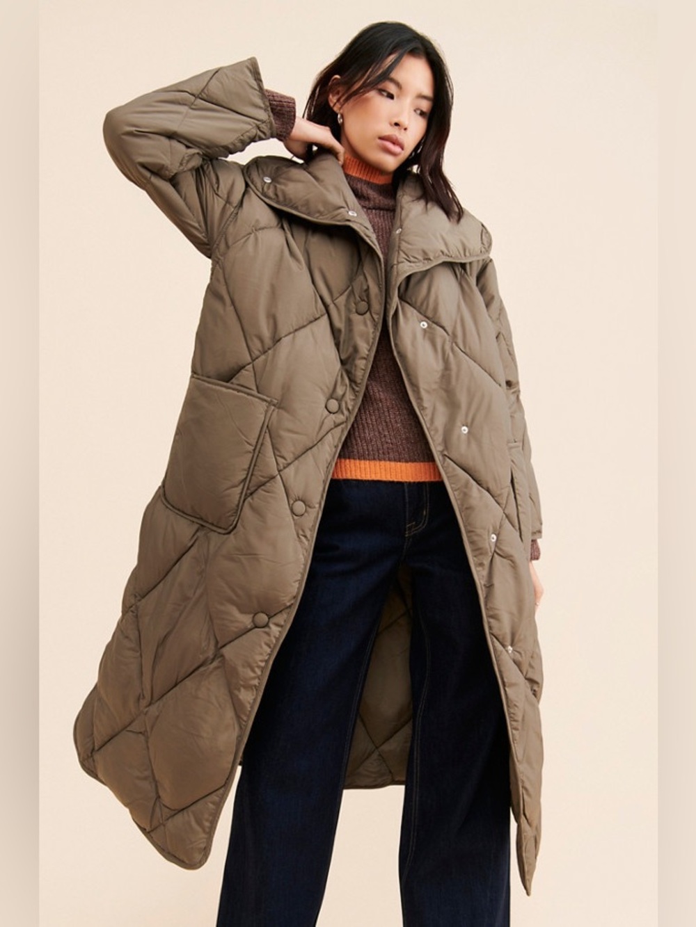 Free People We The Free Joanna Maxi Puffer Coat Large Quilted Oversized Gorpcore